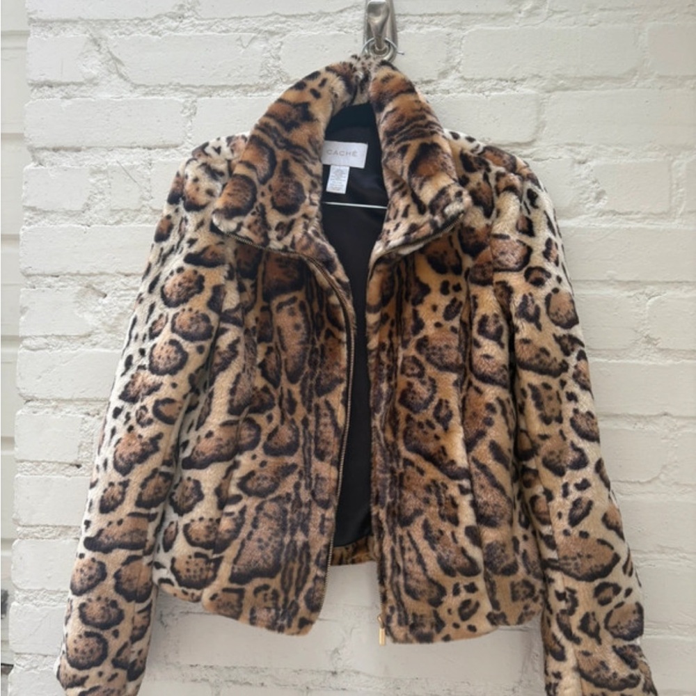 Cache Animal Print Teddy Jacket - image 1